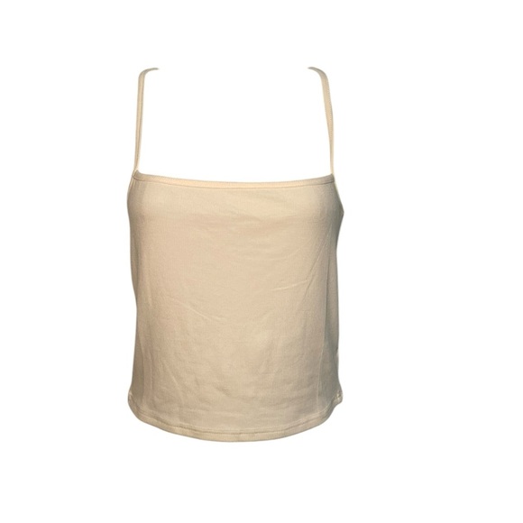 Weworewhat New NWT Strappy Ivory Ribbed Tank Size Large - Picture 1 of 5